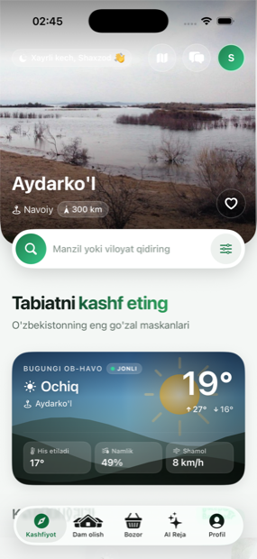 Tabiat Go — Kashfiyot ekrani